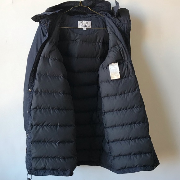 Acne Studios Navy Blue New Powder Down  Parka 34 - Picture 7 of 8